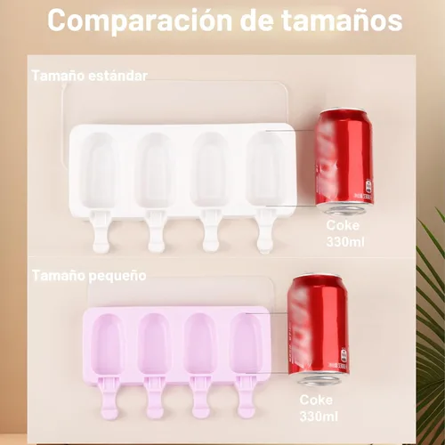 Miniatura 3 de Juego de 3 moldes para paletas con tapas y 100 palitos de paletas de madera, tamaño estándar, 4 cavidades, moldes de silicona para hacer cakesicles