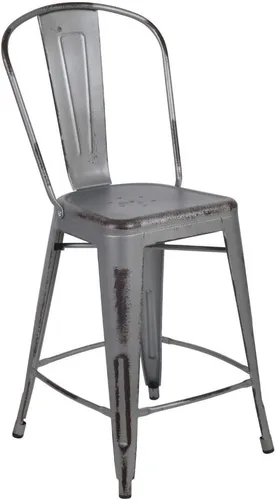 Miniatura 25 de Taburete de metal de interior y exterior de Flash Furniture, Metal, Plateado