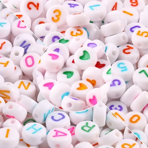 Miniatura 30 de 1000 cuentas redondas blancas de números acrílicos de 0.16 x 0.27 pulgadas, figura colorida de 0-9 pulgadas, cuentas para hacer joyas y pulseras