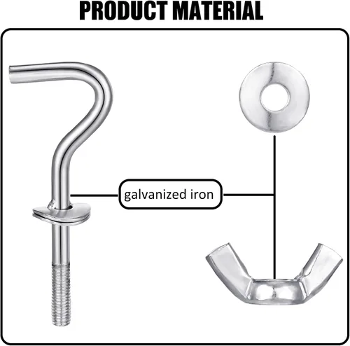 Miniatura 3 de Therwen Kit de 8 piezas de accesorios para hamaca de alta resistencia, gancho de rosca de repuesto, perilla de mano para columpio, patio, base