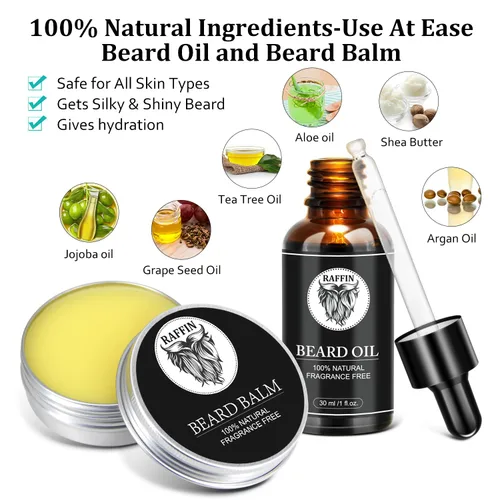 Miniatura 3 de Regalos para papá – Kit de barba con aceite de barba, bálsamo, cepillo, peine y llavero adicional, juego de cuidado personal para hombres y recuerdo