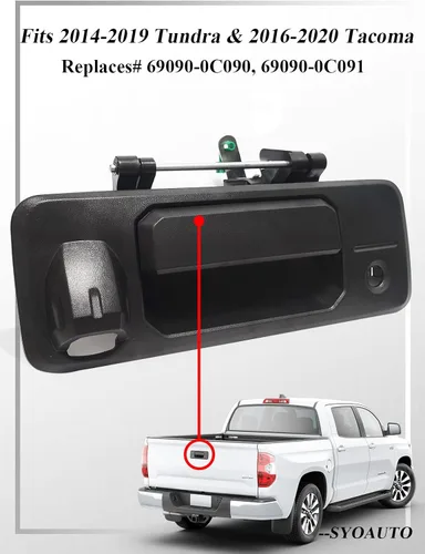 Miniatura 7 de SYOAUTO Manija de puerta trasera para Toyota Tundra 2014-2019 y Toyota Tacoma 2016-2020 manija de pestillo con orificio trasero para cámara