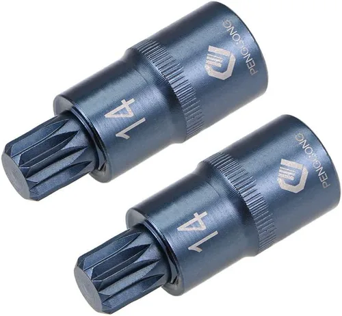 uxcell 1/2" Drive x M14 (0.551 in) Triple Square Spline Bit Socket, S2 Brocas de acero, enchufes CR-V de 2" de longitud (solo para uso manual), 2