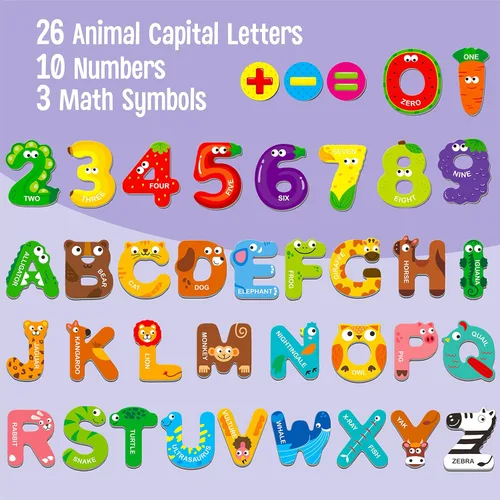 Miniatura 2 de Letras y números magnéticos en mayúsculas, herramienta de aprendizaje educativa para niños, reconocimiento de palabras, 39 piezas de imanes que