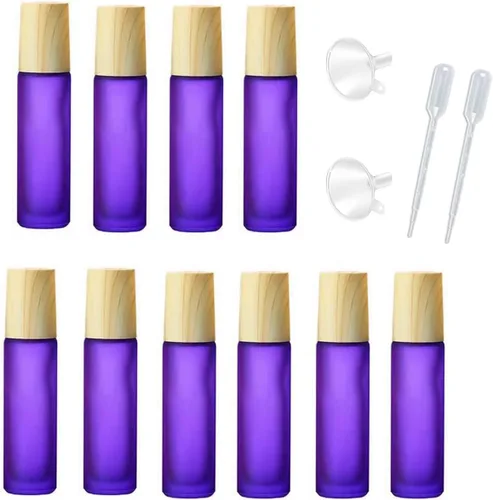 Miniatura 8 de 10 botellas de aceites esenciales de vidrio esmerilado, botellas de rodillo de masaje recargables de 0.3 onzas líquidas, botellas de perfume