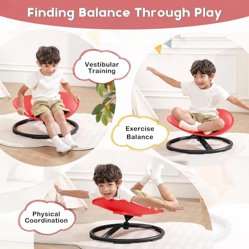 Miniatura 4 de BABAMU Juguetes sensoriales para niños con autismo, productos sensoriales para autismo, para sentarse y girar, juguetes para autismo, silla Rojo +