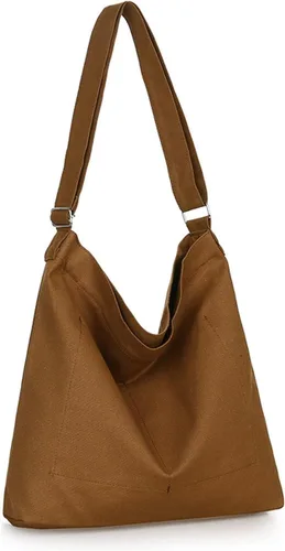Miniatura 181 de Covelin - Bolsa de hombro informal de lona para mujer, estilo bohemio y retro, bolsa de mano, bolso cruzado, tamaño grande