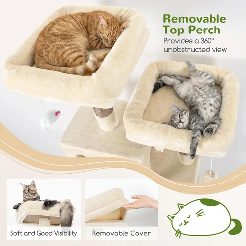 Miniatura 3 de Globlazer Árbol para gatos alto, torre para gatos de 71 pulgadas para gatos adultos de interior, multinivel, 3 condominios para gatos