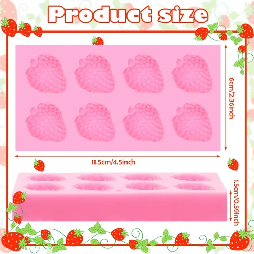 Miniatura 4 de Newtay Molde de fresa de silicona 3D para cupcakes y fresas para bricolaje, decoración de pasteles, galletas, chocolate, azúcar, polímero, arcilla