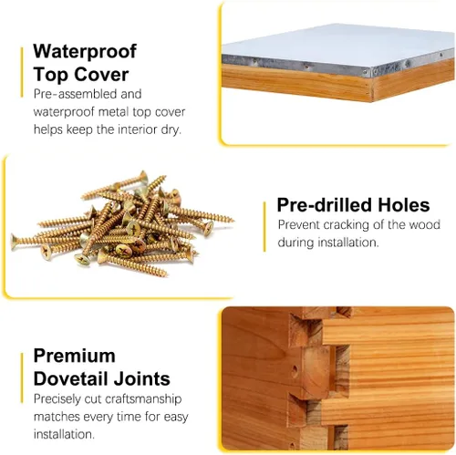 Miniatura 4 de Beehive - Kit de iniciación de 8 marcos para colmenas de abejas y suministros, colmena de abejas para principiantes, colmena de abejas incluye 1