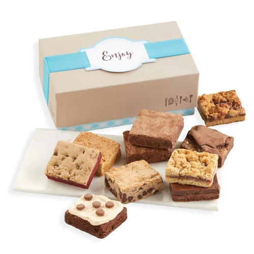 Cheryl's Cookies Caja de regalo de brownie con 10 brownies surtidos, envueltos individualmente, gourmet, dulce de azúcar, caramelo, chocolate y
