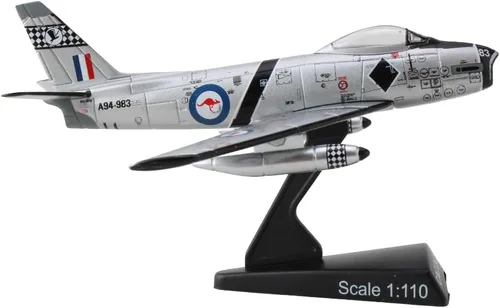 Miniatura 3 de CAC Avon Sabre Royal Australian Air Force Modelo de avión fundido a presión escala 1/110 con soporte de exhibición, coleccionable altamente