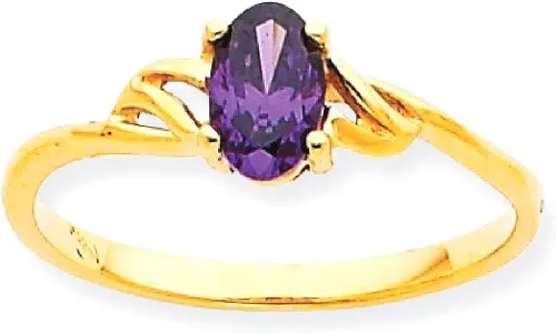 Miniatura 10 de Anillo de oro amarillo de 10 quilates con piedra natal de amatista morada tamaño 700 de piedra de febrero joyería fina para mujeres regalos