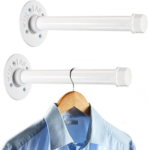 Miniatura 18 de Sumnacon 2 Piezas Barra de Ropa de Tubo Industrial de 5.9 Pulgadas – Perchero de Metal Rústico de Servicio Pesado con Tornillos, Soporte para Ropa