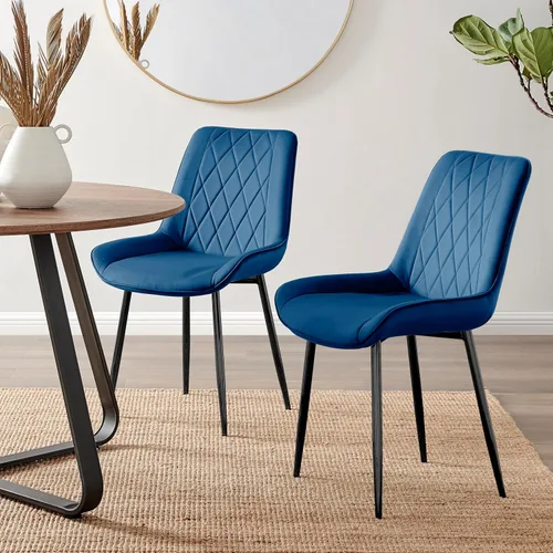 Miniatura 11 de Furniturebox - Juego de 2 sillas de comedor Pesaro, terciopelo crema, plateado, patas de metal cromado, modernas, contemporáneas, de lujo, sillas
