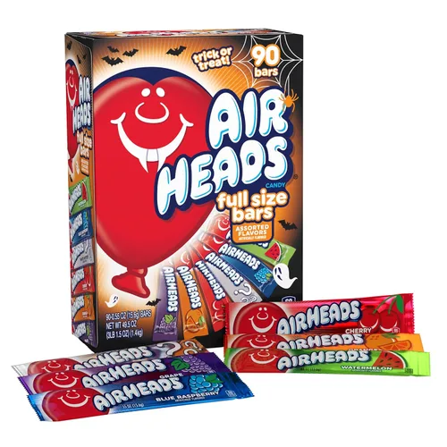 Miniatura 12 de Airheads Dulces, sabores de frutas surtidos, caja de cine, barras de tamaño completo envueltas individualmente, sin fusión, 6 barras por caja, 12