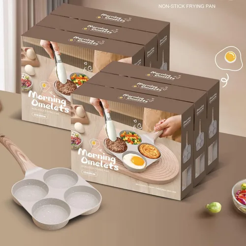 Miniatura 5 de Sartén para huevos fritos de cuatro compartimentos, sartén antiadherente de piedra médica para el desayuno, sartenes divididas para tortilla
