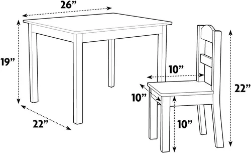 Miniatura 4 de Tot Tutors Juego de mesa y 4 sillas de madera para niños, Espresso (Colección Espresso), Madera, blanco/rosa/púrpura (White/Pink/Purple)