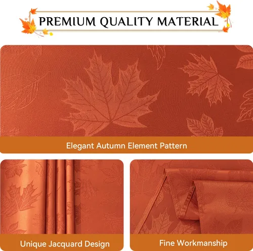 Miniatura 3 de Softalker Mantel de Jacquard de Otoño - Cubierta de Mesa Rectangular con Hojas de Arce de Acción de Gracias, Manteles Impermeables de Cosecha Otoñal