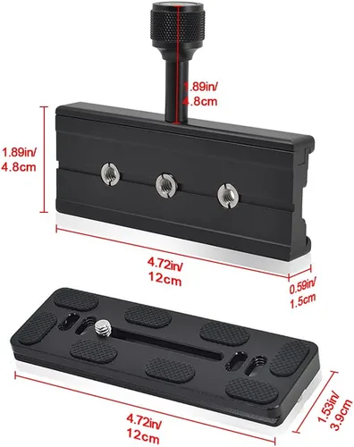 Miniatura 2 de fotoconic Adaptador de abrazadera de placa de arrendamiento rápido de tornillo de 4.724 in de 1/4 de pulgada con tornillos de 1/4-3/8 pulgadas