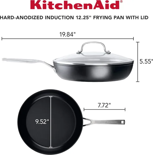 Miniatura 2 de KitchenAid Sartén antiadherente de inducción anodizada dura con tapa, 12.25 pulgadas, negro mate