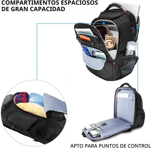 Miniatura 3 de KROSER Mochila para laptop compatible con TSA de 17.3 pulgadas XL, mochila para computadora resistente al agua, mochila de viaje para universidad