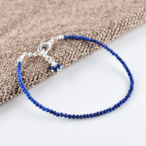 Miniatura 49 de Natural Gemstone Micro Beads Dainty Bangle Bracelet, Handmade Birthstone Jewelry, Healing Chakra Crystals, Silver Plated 8 inch, Birthday Gift for