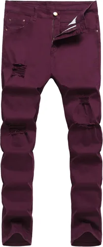 WULFUL Jeans rasgados para hombre, ajustados, elásticos, cómodos, pantalones de mezclilla