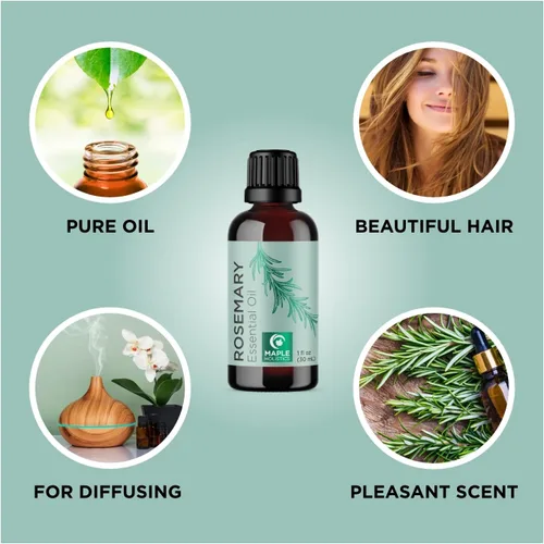 Miniatura 8 de Juego de tratamiento natural para el crecimiento del cabello, aceite de semilla de calabaza orgánico, aceite esencial de romero puro