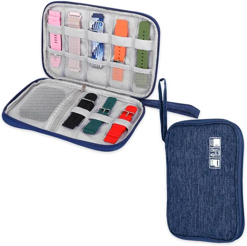 TIESOME Organizador de correa de reloj, bolsa de viaje para correas de reloj, funda impermeable, compatible con todas las correas (azul marino)