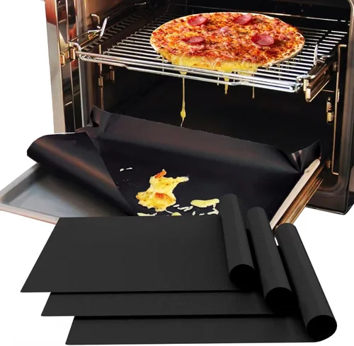 Miniatura 9 de Revestimientos para horno para la parte inferior del horno, 16 x 24 pulgadas de grosor, antiadherentes, antiadherentes, forros de horno Negro