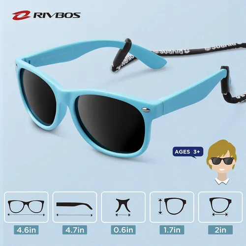 Miniatura 5 de Lentes de sol de goma Rivbos RBK004, flexibles, para niños lentes para bebés y niños de 3-10 (vidrio espejado disponible).