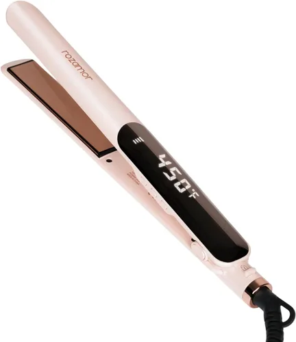 Rozamor Plancha plana de titanio para alisar y rizar de 1 pulgada para alisar y rizar, control de temperatura LCD, calentamiento rápido,