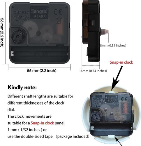 Miniatura 4 de DEEWISH Mecanismo de Movimiento de Reloj de Cuarzo de Reemplazo, Mecanismo de Reloj Operado con Batería, Piezas de Reloj de Pared para Hazlo Tú