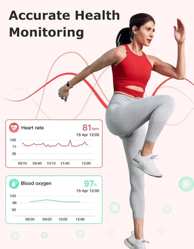 Miniatura 5 de Rastreador de fitness, relojes redondos de fitness para mujeres con Bluetooth, monitor de llamadas, monitor de frecuencia cardíaca, monitor