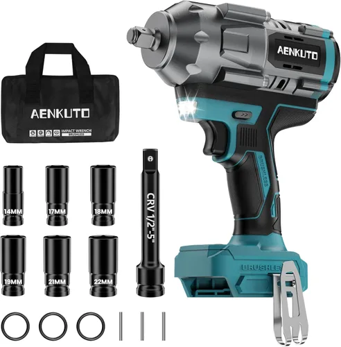Llave de impacto inalámbrica para batería Makita de 18 V, 1500 Nm (1106 pies-libras) pistola de impacto sin escobillas de 1/2 pulgada, luz de