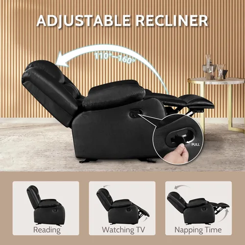 Miniatura 4 de PrimeZone Silla Reclinable Mecedora de Gran Tamaño - Cómoda Silla Reclinable Ancha Lazy Boy con Reposabrazos Acolchados, Sillas Reclinables Manuales
