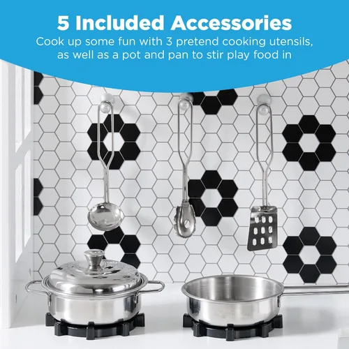 Miniatura 5 de Best Choice Products - Set de cocina de madera de juguete, juego de simulación para niños con almacenamiento de juguetes, perillas con clic