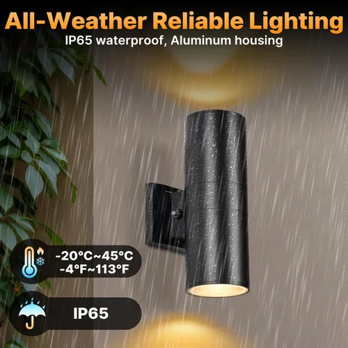 Miniatura 2 de Luces de pared para exteriores del atardecer al amanecer, 2 unidades, modernas luces de porche al aire libre con bombillas, luz exterior cilíndrica