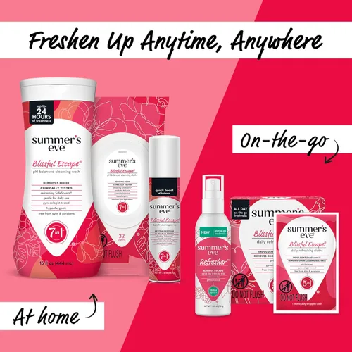 Miniatura 5 de Summer's Eve Blissful Escape - Toallitas femeninas, fórmula suave con pH equilibrado que ayuda a controlar el olor vaginal, toallitas envueltas