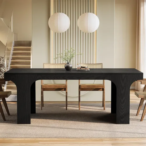 Miniatura 6 de Tribesigns Mesa de comedor de granja de 71 pulgadas para 6-8, mesa de cocina larga y moderna de madera con diseño arqueado, muebles de comedor