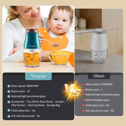 Miniatura 4 de Fabricante de Alimentos para Bebés, licuadora de alimentos para bebés de 600ML con 10 cuchillas, procesador de alimentos para bebés para alimentos