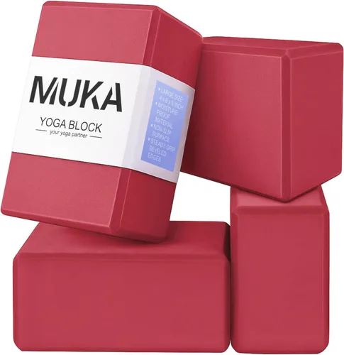Miniatura 17 de Muka Paquete de 4 bloques de yoga de 4 x 6 x 9 pulgadas, ladrillo de yoga de espuma EVA de alta densidad para meditación, pilates Negro