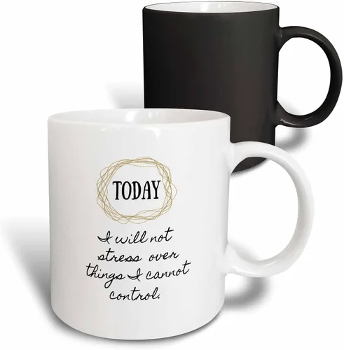 Miniatura 13 de 3dRose Image of Today I Will Not Stress Over Things I Cannot Control - Taza negra de dos tonos de 11 oz