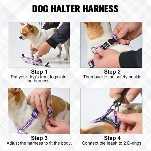 Miniatura 10 de BEAUTYZOO Juego de arnés y correa para perro pequeño sin tirones, arnés de nailon ligero para cuello y pecho ajustable para perros, niñas y niños