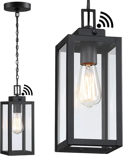 13 Inch Outdoor Pendant Light Dusk to Dawn Hanging Porch Light for Entrance Front Door Photocell Pendant Lights for Porch Dusk to Dawn Hanging
