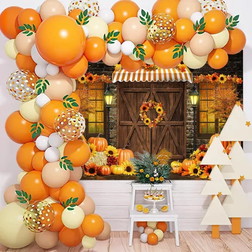 Miniatura 3 de Avezano Telón de fondo de otoño para fotografía, girasoles de otoño, calabazas, cosecha, Acción de Gracias, fondo de foto rústico, puerta