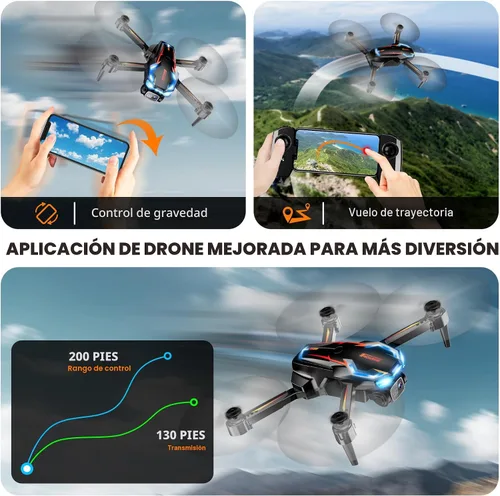 Miniatura 6 de Dron con cámara para adultos, drones FPV HD 2K con soporte de altitud mejorado, despegue y aterrizaje con una tecla, ajuste de velocidad, modo sin
