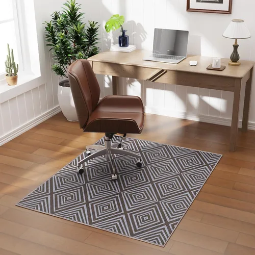 Miniatura 23 de Tapete de oficina de 30 x 48 pulgadas para suelo de madera dura con diseño de plumas 3D, impermeable y antideslizante, tapetes de oficina para Negro