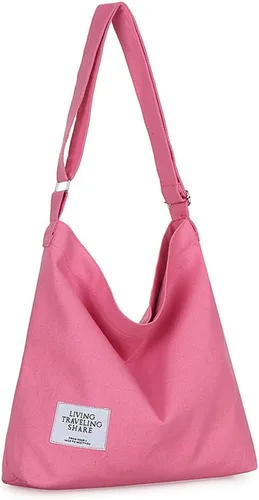 Miniatura 157 de Covelin - Bolsa de hombro informal de lona para mujer, estilo bohemio y retro, bolsa de mano, bolso cruzado, tamaño grande